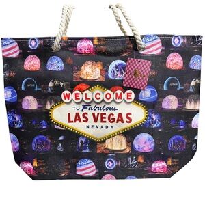 Las Vegas 'Welcome to Fabulous' Printed Tote Bag - Black Multicolor